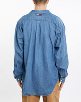 Vintage, 90s, Tommy, Hilfiger, Jeans, Denim, Button, Up, Shirt, The Real Deal, size extra large, colour Blue, newtown, sydney, australia, thrift store, opshop, preloved, secondhand, sustainable, retro, antique, 70s, 80s, 90s, 2000s, 00s, fashion, clothing, streetwear, trendy, garment, style, boutique, store, shop, archive, sale, cheap, best, top, Shirts