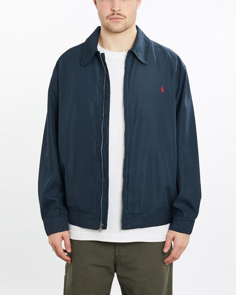 Vintage, 90s, Polo, Ralph, Lauren, Harrington, Jacket, The Real Deal, size extra large, colour Navy, newtown, sydney, australia, thrift store, opshop, preloved, secondhand, sustainable, retro, antique, 70s, 80s, 90s, 2000s, 00s, fashion, clothing, streetwear, trendy, garment, style, boutique, store, shop, archive, sale, cheap, best, top, Jackets