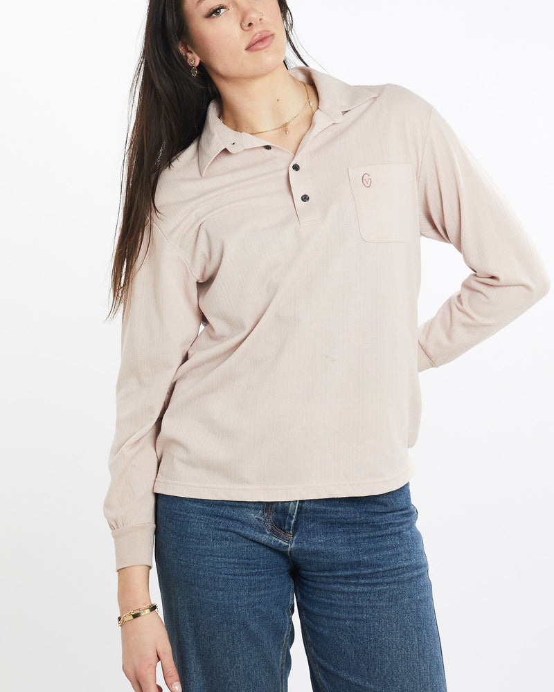 Vintage, 90s, Gianni, Valentino, Long, Sleeve, Polo, Shirt, The Real Deal, size medium, colour Pink, newtown, sydney, australia, thrift store, opshop, preloved, secondhand, sustainable, retro, antique, 70s, 80s, 90s, 2000s, 00s, fashion, clothing, streetwear, trendy, garment, style, boutique, store, shop, archive, sale, cheap, best, top, Shirts