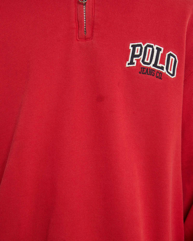 Vintage 90s Ralph Lauren Polo Jeans Co. Quarter Zip Sweatshirt <br>M , The Real Deal , newtown, sydney, australia, thrift store, opshop, preloved, secondhand, sustainable, retro, antique, 70s, 80s, 90s, 2000s, 00s, fashion, clothing, streetwear, trendy, garment, style, boutique, store, shop, archive, sale, cheap, best, top