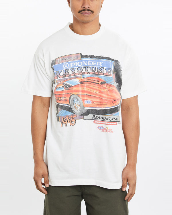 Vintage, 1995, Keystone, Drag, Racing, Tee, The Real Deal, size large, colour White, newtown, sydney, australia, thrift store, opshop, preloved, secondhand, sustainable, retro, antique, 70s, 80s, 90s, 2000s, 00s, fashion, clothing, streetwear, trendy, garment, style, boutique, store, shop, archive, sale, cheap, best, top, T-Shirts