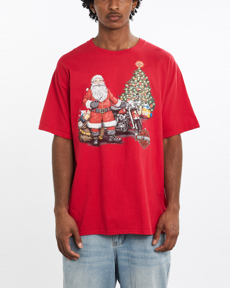 Harley, Davidson, Christmas, Tee, The Real Deal, size large, colour Red, newtown, sydney, australia, thrift store, opshop, preloved, secondhand, sustainable, retro, antique, 70s, 80s, 90s, 2000s, 00s, fashion, clothing, streetwear, trendy, garment, style, boutique, store, shop, archive, sale, cheap, best, top, T-Shirts