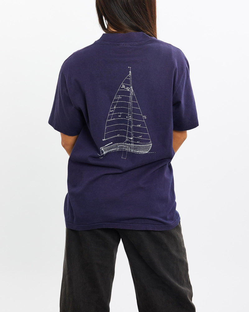 Vintage, 1983, America's, Cup, Sailing, Tee, The Real Deal, size extra small, colour White, newtown, sydney, australia, thrift store, opshop, preloved, secondhand, sustainable, retro, antique, 70s, 80s, 90s, 2000s, 00s, fashion, clothing, streetwear, trendy, garment, style, boutique, store, shop, archive, sale, cheap, best, top, T-Shirts