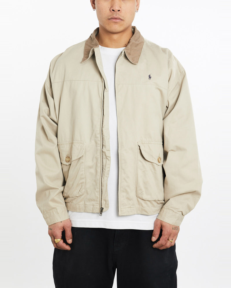 Vintage, 90s, Polo, Ralph, Lauren, Harrington, Jacket, The Real Deal, size extra large, colour Beige, newtown, sydney, australia, thrift store, opshop, preloved, secondhand, sustainable, retro, antique, 70s, 80s, 90s, 2000s, 00s, fashion, clothing, streetwear, trendy, garment, style, boutique, store, shop, archive, sale, cheap, best, top, Jackets