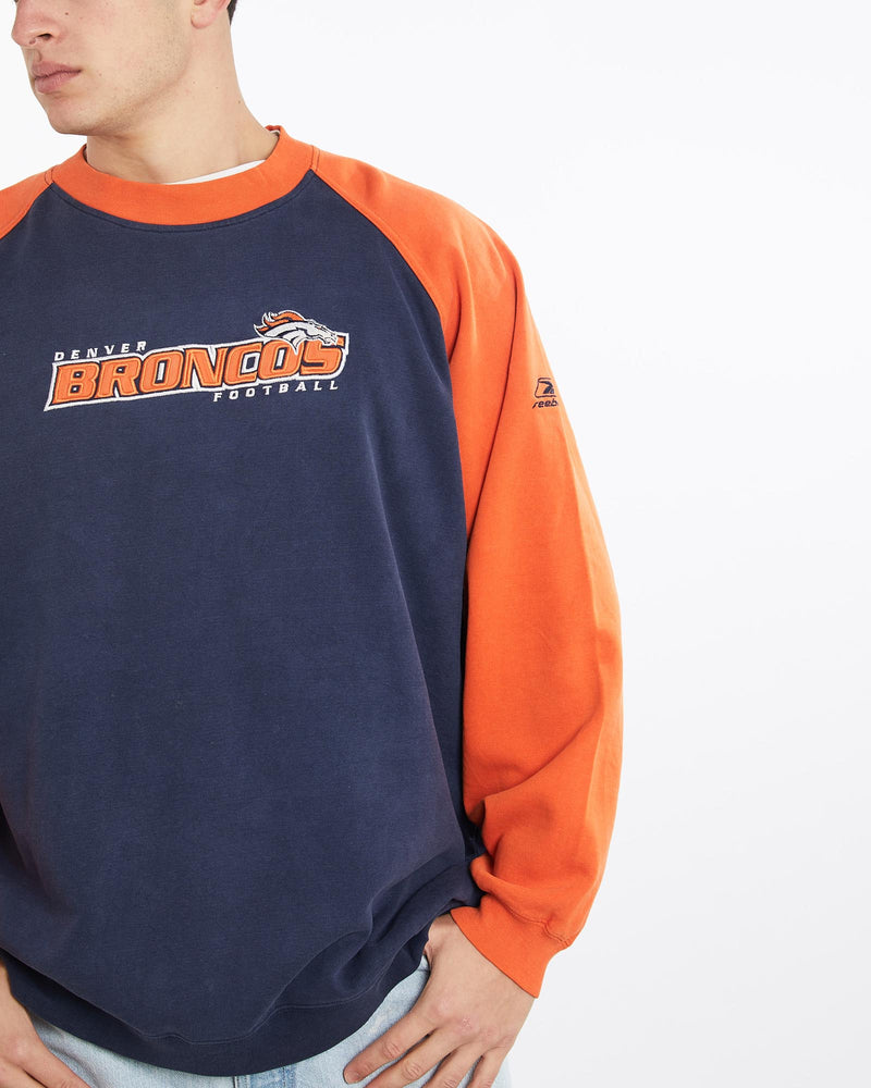 Vintage, Reebok, NFL, Denver, Broncos, Sweatshirt, The Real Deal, size double extra large, colour Multicolour, newtown, sydney, australia, thrift store, opshop, preloved, secondhand, sustainable, retro, antique, 70s, 80s, 90s, 2000s, 00s, fashion, clothing, streetwear, trendy, garment, style, boutique, store, shop, archive, sale, cheap, best, top, Sweats and hoodies