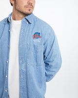 Vintage, 90s, Planet, Hollywood, Denim, Button, Up, Shirt, The Real Deal, size large, colour Blue, newtown, sydney, australia, thrift store, opshop, preloved, secondhand, sustainable, retro, antique, 70s, 80s, 90s, 2000s, 00s, fashion, clothing, streetwear, trendy, garment, style, boutique, store, shop, archive, sale, cheap, best, top, Shirts