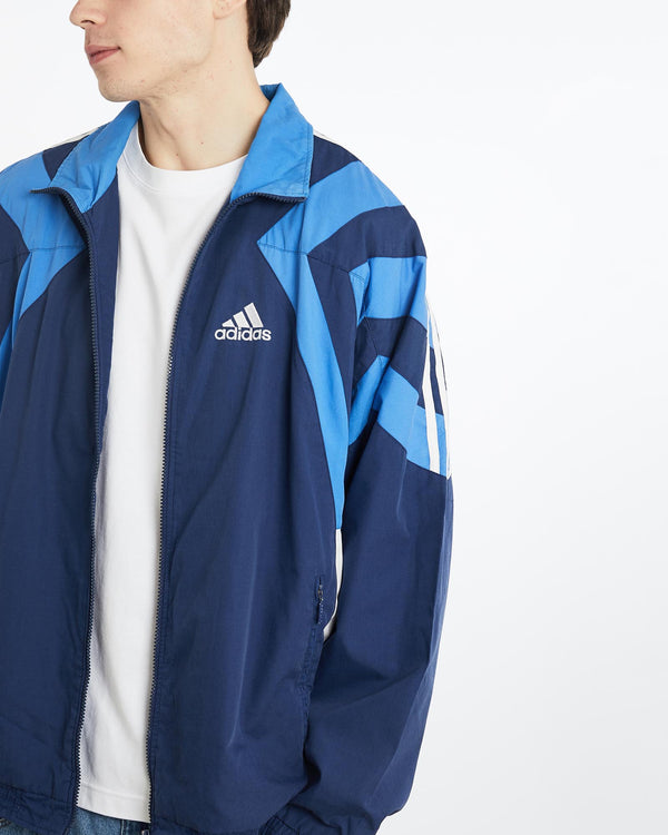 Vintage, 90s, Adidas, Track, Jacket, The Real Deal, size extra large, colour Blue, newtown, sydney, australia, thrift store, opshop, preloved, secondhand, sustainable, retro, antique, 70s, 80s, 90s, 2000s, 00s, fashion, clothing, streetwear, trendy, garment, style, boutique, store, shop, archive, sale, cheap, best, top, Jackets