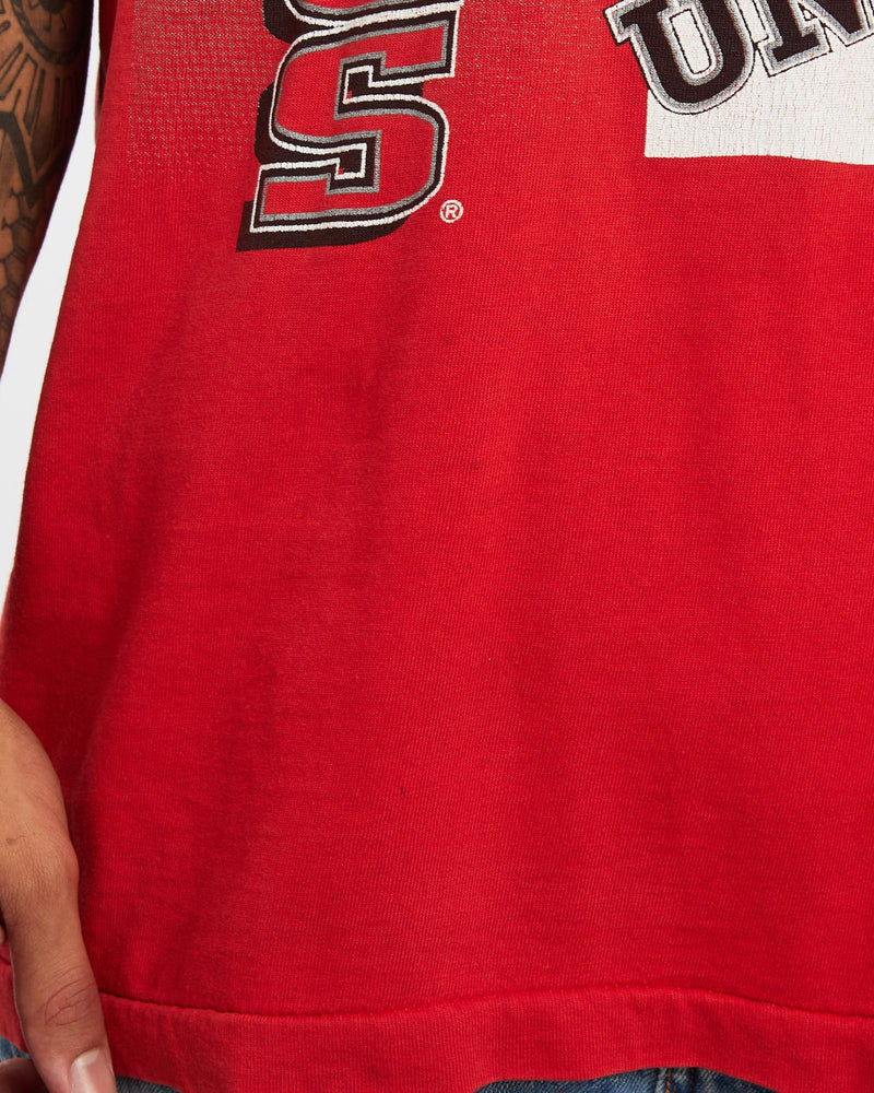 Vintage, 90s, NCAA, UNLV, Runnin, Rebels, Tee, The Real Deal, size extra large, colour Red, newtown, sydney, australia, thrift store, opshop, preloved, secondhand, sustainable, retro, antique, 70s, 80s, 90s, 2000s, 00s, fashion, clothing, streetwear, trendy, garment, style, boutique, store, shop, archive, sale, cheap, best, top, T-Shirts