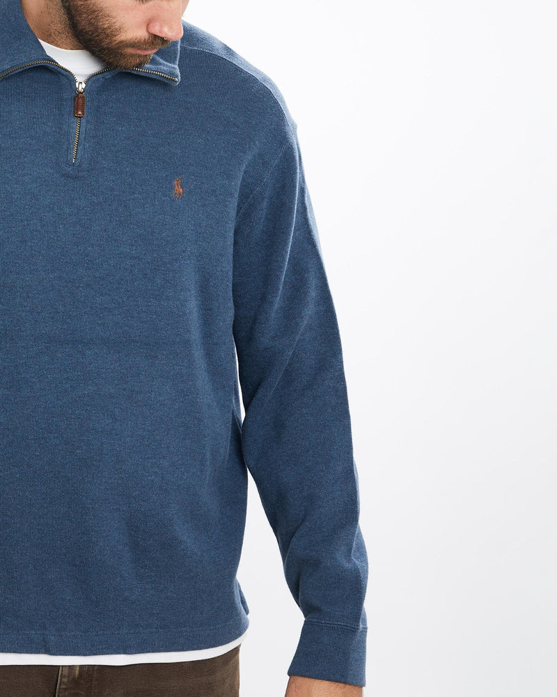 Vintage, 90s, Polo, Ralph, Lauren, Quarter, Zip, Sweater, The Real Deal, size extra large, colour Blue, newtown, sydney, australia, thrift store, opshop, preloved, secondhand, sustainable, retro, antique, 70s, 80s, 90s, 2000s, 00s, fashion, clothing, streetwear, trendy, garment, style, boutique, store, shop, archive, sale, cheap, best, top, Sweats and hoodies