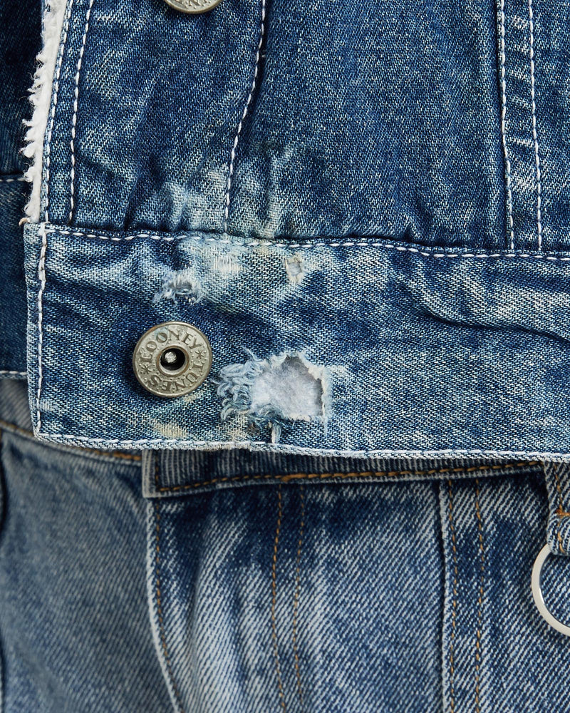 Vintage, Looney, Tunes, Sherpa, Lined, Denim, Jacket, The Real Deal, size extra small, colour Blue, newtown, sydney, australia, thrift store, opshop, preloved, secondhand, sustainable, retro, antique, 70s, 80s, 90s, 2000s, 00s, fashion, clothing, streetwear, trendy, garment, style, boutique, store, shop, archive, sale, cheap, best, top, Jackets