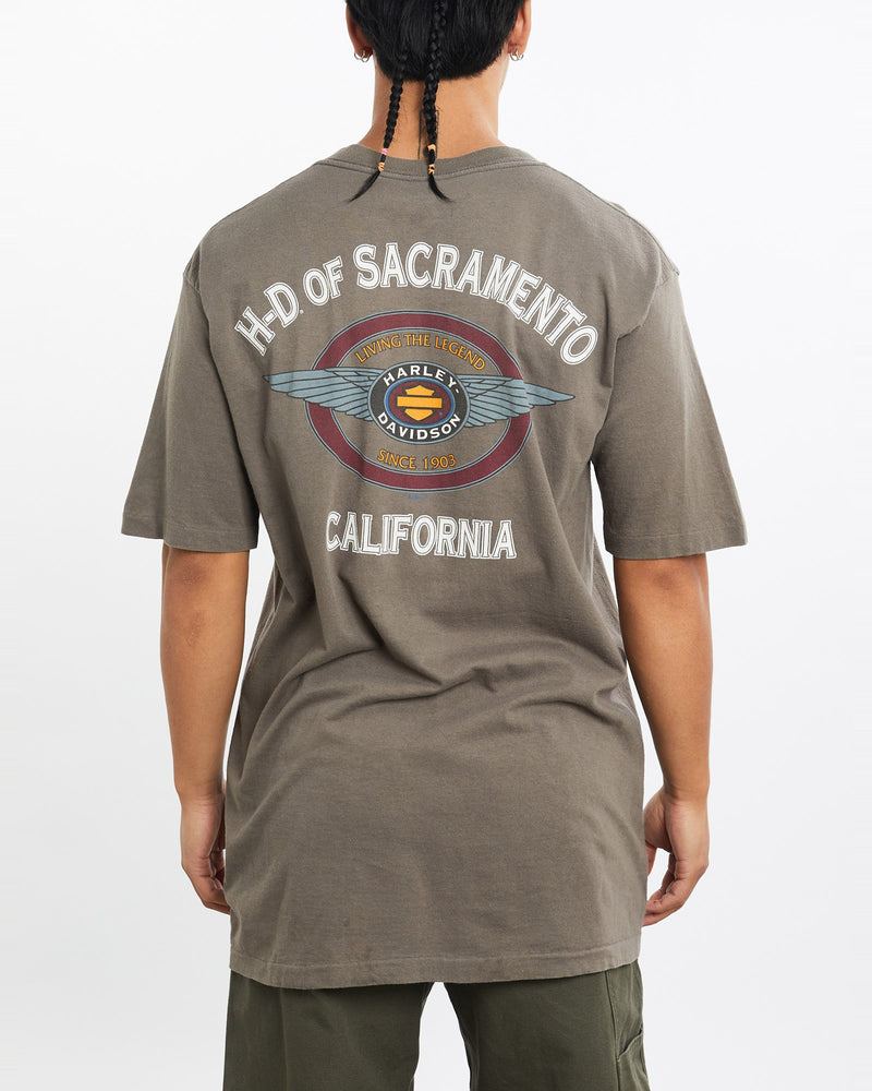 Vintage, 1996, Harley, Davidson, Tee, The Real Deal, size large, colour Grey, newtown, sydney, australia, thrift store, opshop, preloved, secondhand, sustainable, retro, antique, 70s, 80s, 90s, 2000s, 00s, fashion, clothing, streetwear, trendy, garment, style, boutique, store, shop, archive, sale, cheap, best, top, T-Shirts