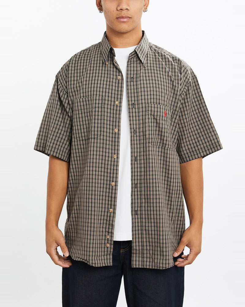 Vintage, 90s, Polo, Ralph, Lauren, Short, Sleeve, Button, Up, Shirt, The Real Deal, size large, colour Brown, newtown, sydney, australia, thrift store, opshop, preloved, secondhand, sustainable, retro, antique, 70s, 80s, 90s, 2000s, 00s, fashion, clothing, streetwear, trendy, garment, style, boutique, store, shop, archive, sale, cheap, best, top, Shirts