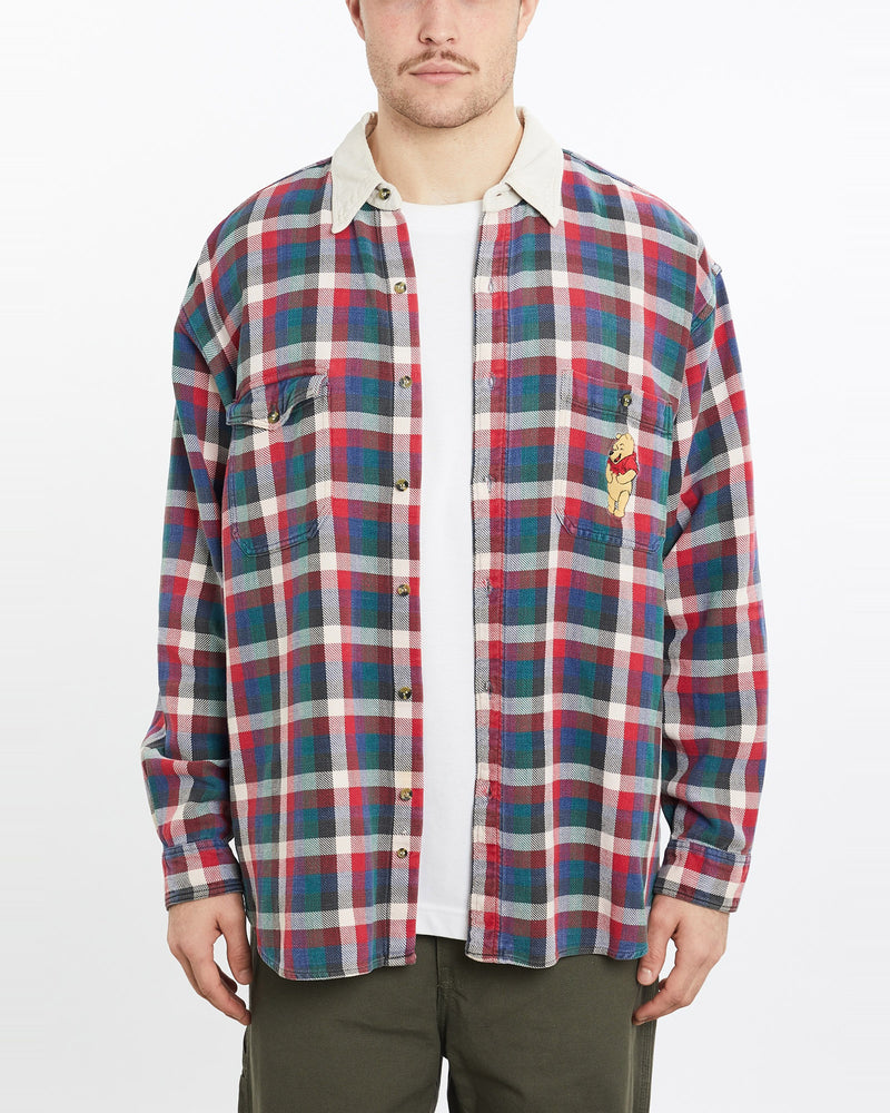 Vintage, 90s, Disney, Winnie, The, Pooh, Flannelette, Button, Up, Shirt, The Real Deal, size extra large, colour Multicolour, newtown, sydney, australia, thrift store, opshop, preloved, secondhand, sustainable, retro, antique, 70s, 80s, 90s, 2000s, 00s, fashion, clothing, streetwear, trendy, garment, style, boutique, store, shop, archive, sale, cheap, best, top, Shirts