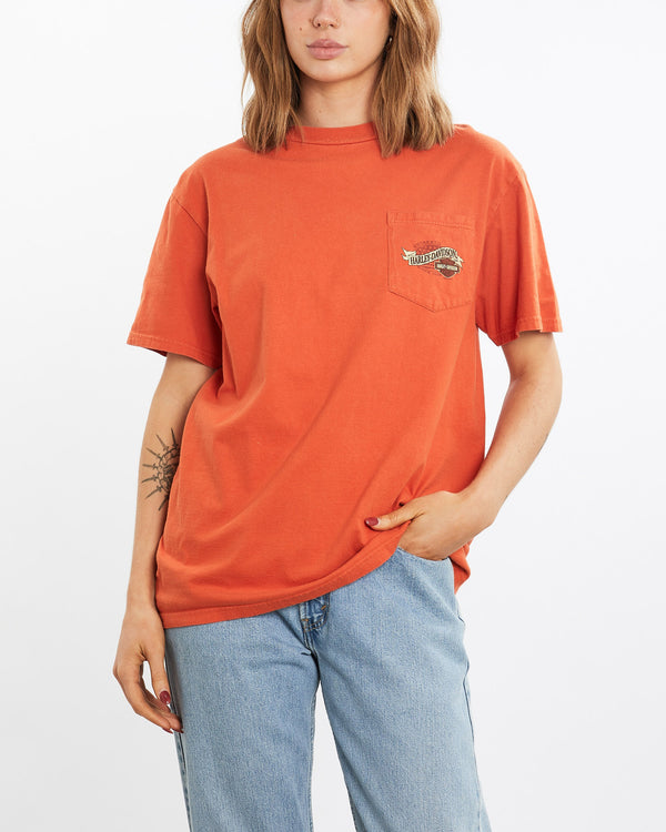 Vintage, Harley, Davidson, Tee, The Real Deal, size medium, colour Orange, newtown, sydney, australia, thrift store, opshop, preloved, secondhand, sustainable, retro, antique, 70s, 80s, 90s, 2000s, 00s, fashion, clothing, streetwear, trendy, garment, style, boutique, store, shop, archive, sale, cheap, best, top, T-Shirts