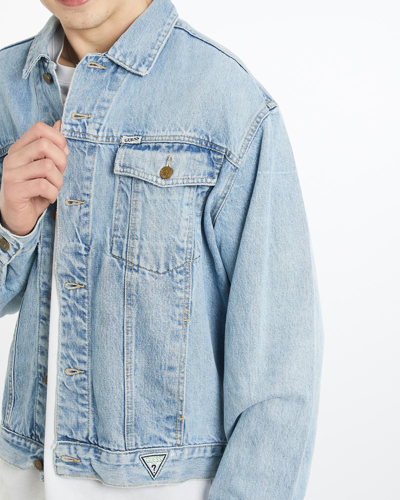 Vintage, 90s, Guess, USA, Denim, Jacket, The Real Deal, size extra large, colour Blue, newtown, sydney, australia, thrift store, opshop, preloved, secondhand, sustainable, retro, antique, 70s, 80s, 90s, 2000s, 00s, fashion, clothing, streetwear, trendy, garment, style, boutique, store, shop, archive, sale, cheap, best, top, Jackets