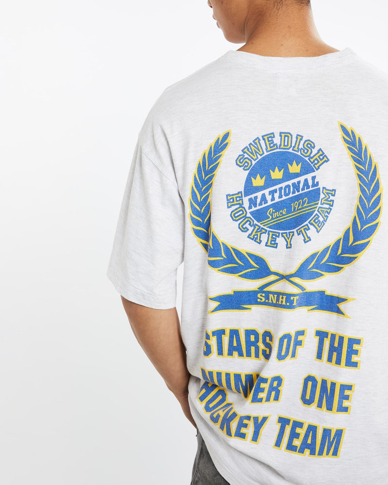 Vintage, 90s, Peter, Forsberg, Swedish, National, Hockey, Team, Tee, The Real Deal, size extra large, colour Grey, newtown, sydney, australia, thrift store, opshop, preloved, secondhand, sustainable, retro, antique, 70s, 80s, 90s, 2000s, 00s, fashion, clothing, streetwear, trendy, garment, style, boutique, store, shop, archive, sale, cheap, best, top, T-Shirts