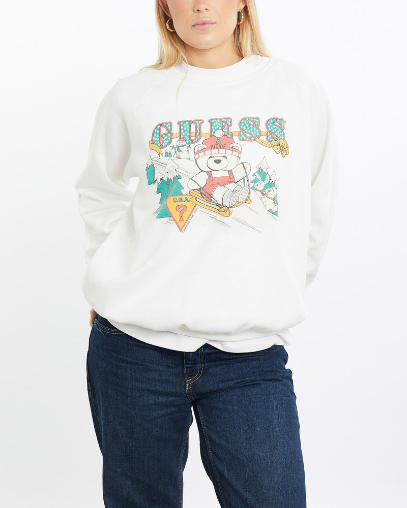 Vintage, 1988, Guess, USA, Sweatshirt, The Real Deal, size small, colour White, newtown, sydney, australia, thrift store, opshop, preloved, secondhand, sustainable, retro, antique, 70s, 80s, 90s, 2000s, 00s, fashion, clothing, streetwear, trendy, garment, style, boutique, store, shop, archive, sale, cheap, best, top, Sweats and hoodies