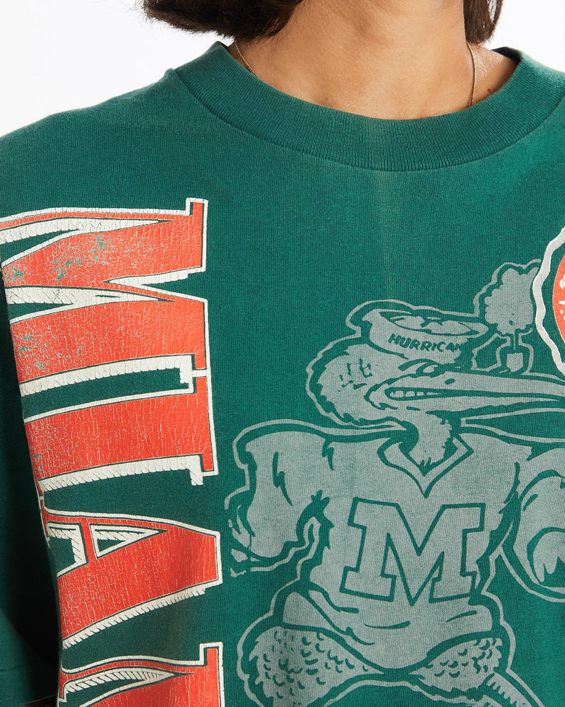 Vintage, 90s, NCAA, Miami, Hurricanes, Tee, The Real Deal, size small, colour Green, newtown, sydney, australia, thrift store, opshop, preloved, secondhand, sustainable, retro, antique, 70s, 80s, 90s, 2000s, 00s, fashion, clothing, streetwear, trendy, garment, style, boutique, store, shop, archive, sale, cheap, best, top, T-Shirts