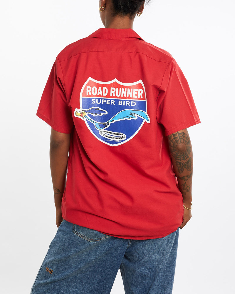 Vintage, Road, Runner, Looney, Tunes, Mechanic, Shirt, The Real Deal, size medium, colour Red, newtown, sydney, australia, thrift store, opshop, preloved, secondhand, sustainable, retro, antique, 70s, 80s, 90s, 2000s, 00s, fashion, clothing, streetwear, trendy, garment, style, boutique, store, shop, archive, sale, cheap, best, top, Shirts