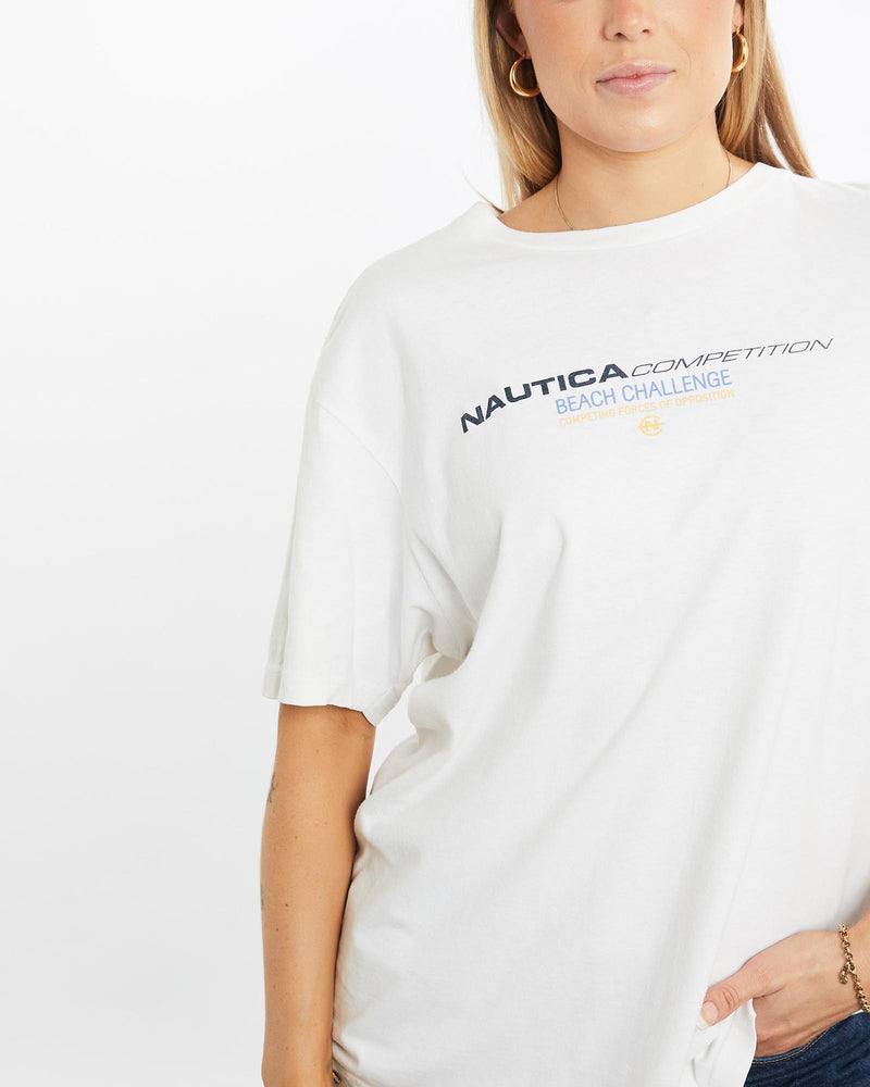 Vintage, 90s, Nautica, Competition, Beach, Volleyball', Tee, The Real Deal, size medium, colour White, newtown, sydney, australia, thrift store, opshop, preloved, secondhand, sustainable, retro, antique, 70s, 80s, 90s, 2000s, 00s, fashion, clothing, streetwear, trendy, garment, style, boutique, store, shop, archive, sale, cheap, best, top, T-Shirts
