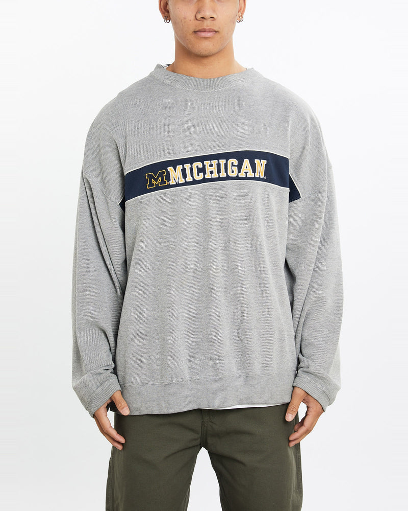 Vintage, 90s, University, of, Michigan, Sweatshirt, The Real Deal, size extra large, colour Grey, newtown, sydney, australia, thrift store, opshop, preloved, secondhand, sustainable, retro, antique, 70s, 80s, 90s, 2000s, 00s, fashion, clothing, streetwear, trendy, garment, style, boutique, store, shop, archive, sale, cheap, best, top, Sweats and hoodies