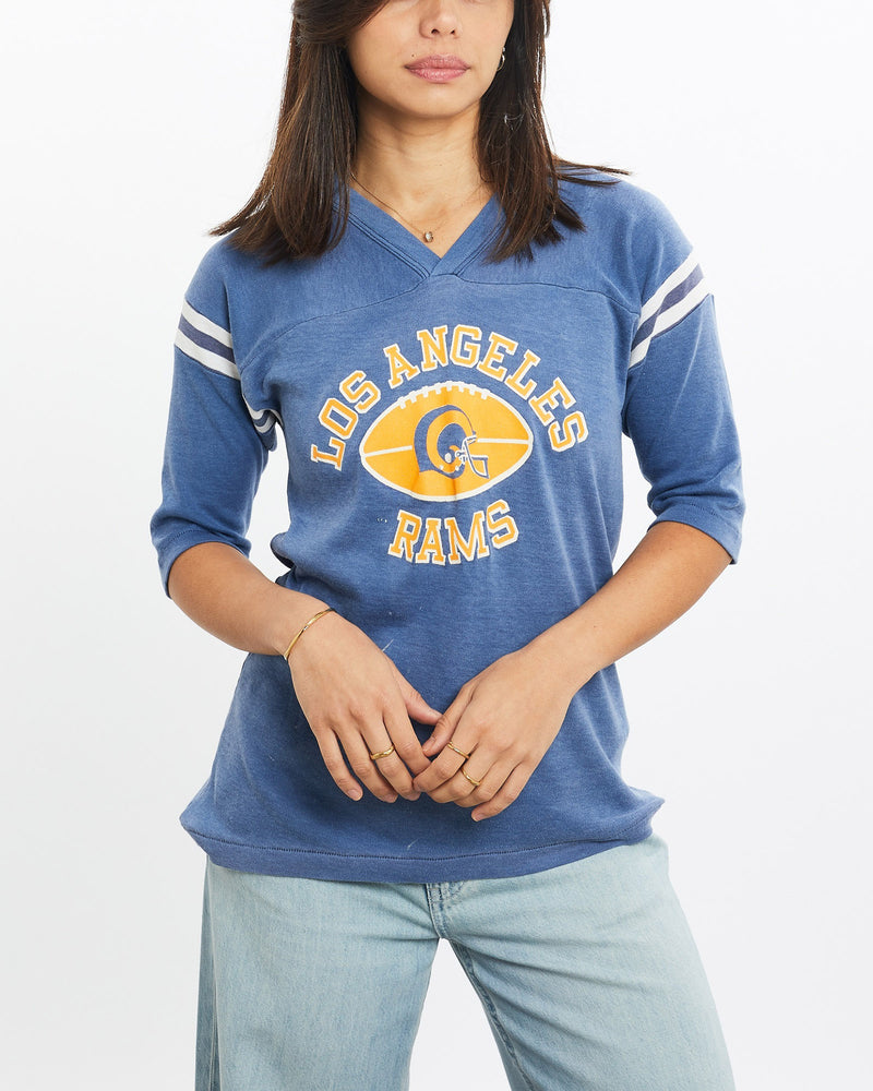 Vintage, 70s, NFL, Los, Angeles, Rams, Jersey, The Real Deal, size double extra small, colour Blue, newtown, sydney, australia, thrift store, opshop, preloved, secondhand, sustainable, retro, antique, 70s, 80s, 90s, 2000s, 00s, fashion, clothing, streetwear, trendy, garment, style, boutique, store, shop, archive, sale, cheap, best, top, T-Shirts