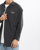 Vintage, 90s, Ralph, Lauren, Polo, Sport, Button, Up, Shirt, The Real Deal, size large, colour Black, newtown, sydney, australia, thrift store, opshop, preloved, secondhand, sustainable, retro, antique, 70s, 80s, 90s, 2000s, 00s, fashion, clothing, streetwear, trendy, garment, style, boutique, store, shop, archive, sale, cheap, best, top, Shirts