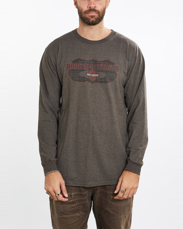 Vintage, Harley, Davidson, Long, Sleeve, Tee, The Real Deal, size extra large, colour Brown, newtown, sydney, australia, thrift store, opshop, preloved, secondhand, sustainable, retro, antique, 70s, 80s, 90s, 2000s, 00s, fashion, clothing, streetwear, trendy, garment, style, boutique, store, shop, archive, sale, cheap, best, top, T-Shirts