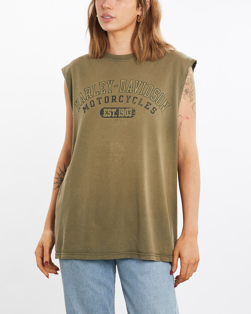Vintage, Harley, Davidson, Tank, The Real Deal, size medium, colour Green, newtown, sydney, australia, thrift store, opshop, preloved, secondhand, sustainable, retro, antique, 70s, 80s, 90s, 2000s, 00s, fashion, clothing, streetwear, trendy, garment, style, boutique, store, shop, archive, sale, cheap, best, top, T-Shirts