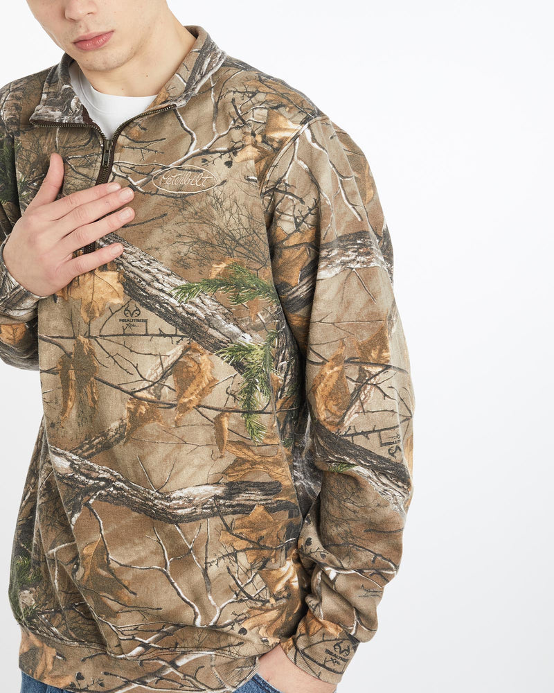 Vintage, Russell, Athletic, Realtree, Camo, Quarter, Zip, Sweatshirt, The Real Deal, size extra large, colour Brown, newtown, sydney, australia, thrift store, opshop, preloved, secondhand, sustainable, retro, antique, 70s, 80s, 90s, 2000s, 00s, fashion, clothing, streetwear, trendy, garment, style, boutique, store, shop, archive, sale, cheap, best, top, Sweats and hoodies