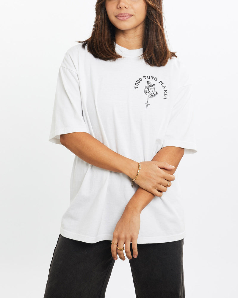 Vintage, Todo, Tuyo, Maria, Saint, Tee, The Real Deal, size small, colour Black, newtown, sydney, australia, thrift store, opshop, preloved, secondhand, sustainable, retro, antique, 70s, 80s, 90s, 2000s, 00s, fashion, clothing, streetwear, trendy, garment, style, boutique, store, shop, archive, sale, cheap, best, top, T-Shirts