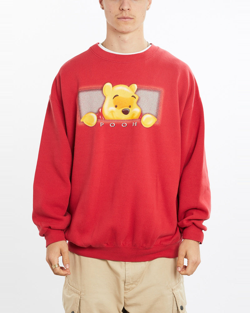 Vintage, 90s, Disney, Winnie, The, Pooh, Sweatshirt, The Real Deal, size extra large, colour Red, newtown, sydney, australia, thrift store, opshop, preloved, secondhand, sustainable, retro, antique, 70s, 80s, 90s, 2000s, 00s, fashion, clothing, streetwear, trendy, garment, style, boutique, store, shop, archive, sale, cheap, best, top, Sweats and hoodies
