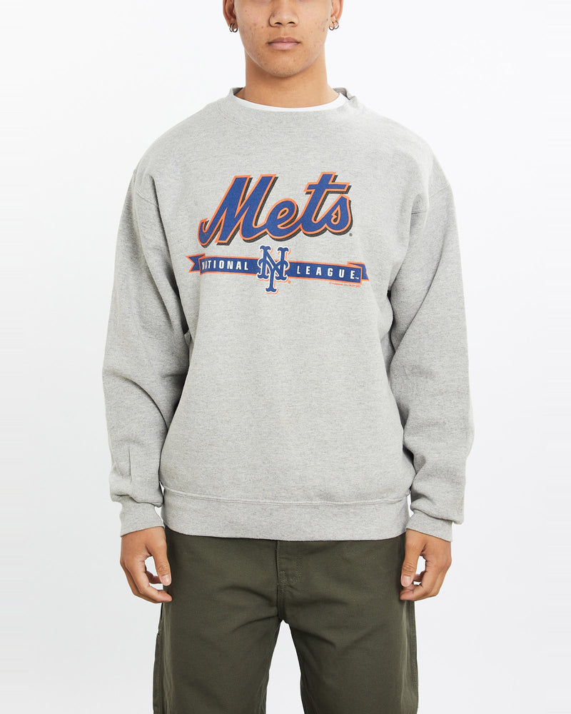 Vintage, MLB, New, York, Mets, Sweatshirt, The Real Deal, size large, colour Grey, newtown, sydney, australia, thrift store, opshop, preloved, secondhand, sustainable, retro, antique, 70s, 80s, 90s, 2000s, 00s, fashion, clothing, streetwear, trendy, garment, style, boutique, store, shop, archive, sale, cheap, best, top, Sweats and hoodies