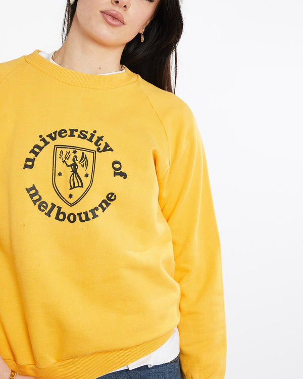 Vintage, 70s, University, Of, Melbourne, Sweatshirt, The Real Deal, size small, colour Yellow, newtown, sydney, australia, thrift store, opshop, preloved, secondhand, sustainable, retro, antique, 70s, 80s, 90s, 2000s, 00s, fashion, clothing, streetwear, trendy, garment, style, boutique, store, shop, archive, sale, cheap, best, top, Sweats and hoodies
