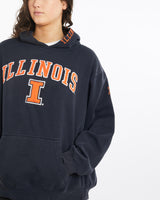 Vintage, NCAA, University, of, Illinois, Fighting, Illini, Hooded, Sweatshirt, The Real Deal, size large, colour Navy, newtown, sydney, australia, thrift store, opshop, preloved, secondhand, sustainable, retro, antique, 70s, 80s, 90s, 2000s, 00s, fashion, clothing, streetwear, trendy, garment, style, boutique, store, shop, archive, sale, cheap, best, top, Sweats and hoodies