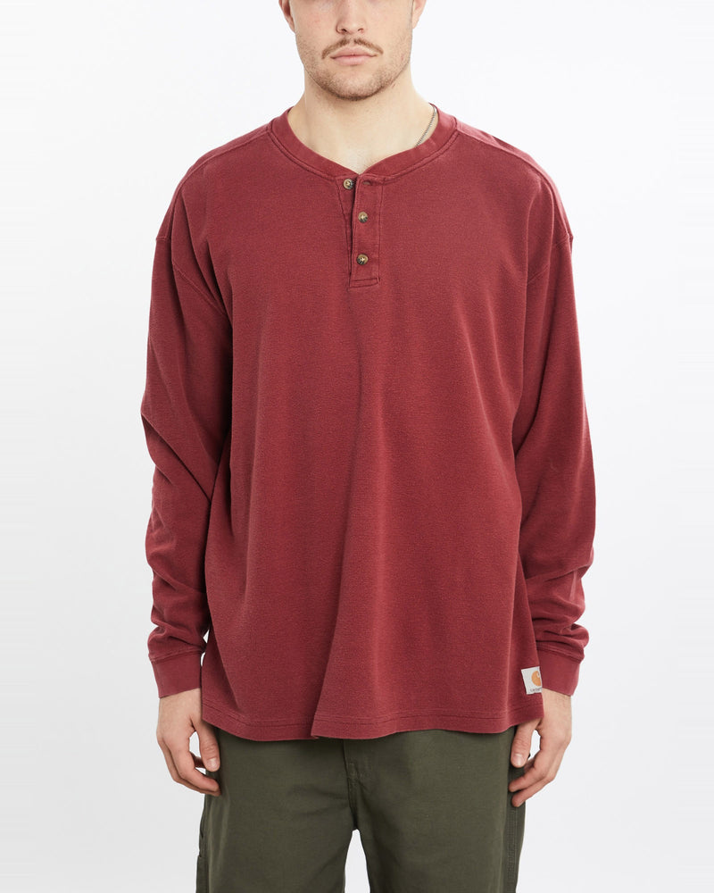 Vintage, Carhartt, Long, Sleeve, Thermal, Tee, The Real Deal, size extra large, colour Burgundy, newtown, sydney, australia, thrift store, opshop, preloved, secondhand, sustainable, retro, antique, 70s, 80s, 90s, 2000s, 00s, fashion, clothing, streetwear, trendy, garment, style, boutique, store, shop, archive, sale, cheap, best, top, T-Shirts
