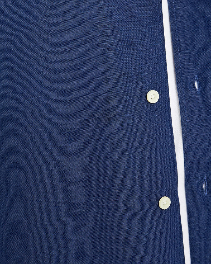 Vintage, Nautica, Linen, Short, Sleeve, Button, Up, Shirt, The Real Deal, size extra large, colour Navy, newtown, sydney, australia, thrift store, opshop, preloved, secondhand, sustainable, retro, antique, 70s, 80s, 90s, 2000s, 00s, fashion, clothing, streetwear, trendy, garment, style, boutique, store, shop, archive, sale, cheap, best, top, Shirts