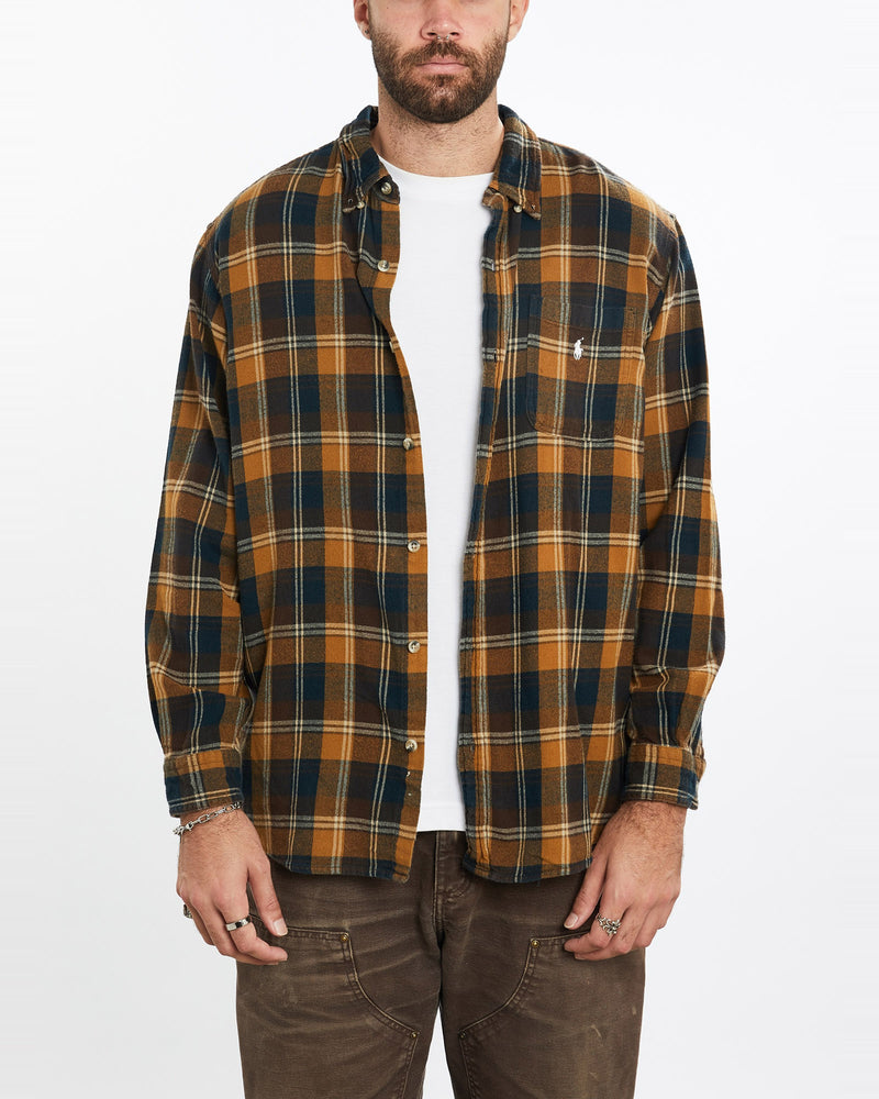 Vintage, 90s, Polo, Ralph, Lauren, Flannelette, Button, Up, Shirt, The Real Deal, size extra large, colour Brown, newtown, sydney, australia, thrift store, opshop, preloved, secondhand, sustainable, retro, antique, 70s, 80s, 90s, 2000s, 00s, fashion, clothing, streetwear, trendy, garment, style, boutique, store, shop, archive, sale, cheap, best, top, Shirts