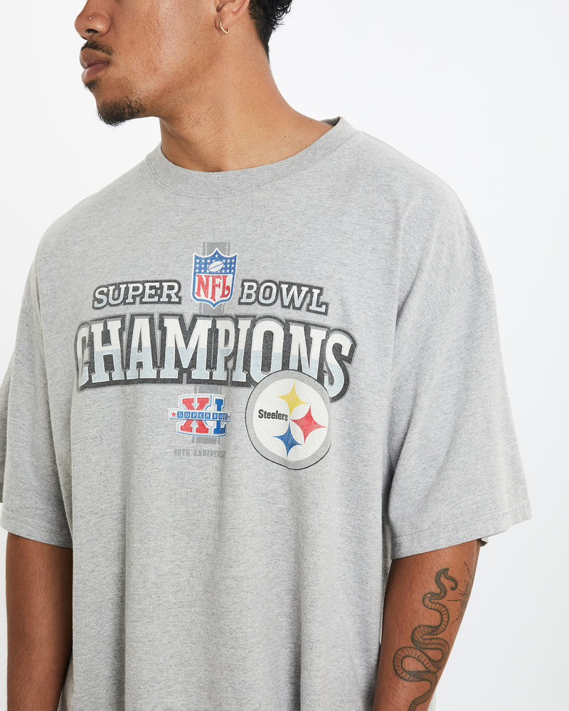 Vintage NFL Pittsburgh Steelers Super Bowl Tee <br>XL , The Real Deal , newtown, sydney, australia, thrift store, opshop, preloved, secondhand, sustainable, retro, antique, 70s, 80s, 90s, 2000s, 00s, fashion, clothing, streetwear, trendy, garment, style, boutique, store, shop, archive, sale, cheap, best, top