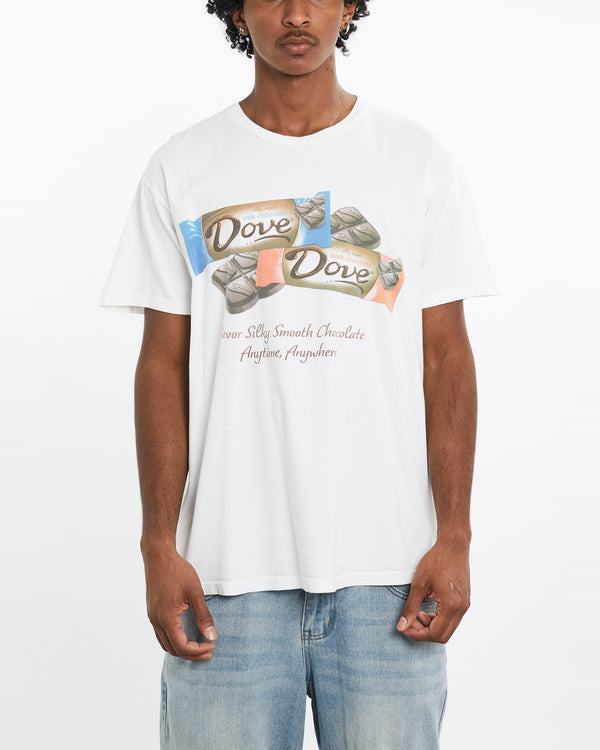 Vintage, 90s, Dove, Chocolate, Tee, The Real Deal, size large, colour White, newtown, sydney, australia, thrift store, opshop, preloved, secondhand, sustainable, retro, antique, 70s, 80s, 90s, 2000s, 00s, fashion, clothing, streetwear, trendy, garment, style, boutique, store, shop, archive, sale, cheap, best, top, T-Shirts