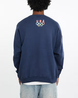 Vintage, 1996, Olympics, Jeopardy, Sponsor, Sweatshirt, The Real Deal, size large, colour Navy, newtown, sydney, australia, thrift store, opshop, preloved, secondhand, sustainable, retro, antique, 70s, 80s, 90s, 2000s, 00s, fashion, clothing, streetwear, trendy, garment, style, boutique, store, shop, archive, sale, cheap, best, top, Sweats and hoodies