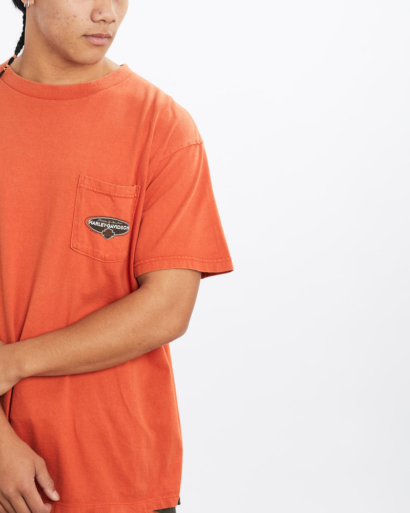 Vintage, Harley, Davidson, Tee, The Real Deal, size large, colour Orange, newtown, sydney, australia, thrift store, opshop, preloved, secondhand, sustainable, retro, antique, 70s, 80s, 90s, 2000s, 00s, fashion, clothing, streetwear, trendy, garment, style, boutique, store, shop, archive, sale, cheap, best, top, T-Shirts