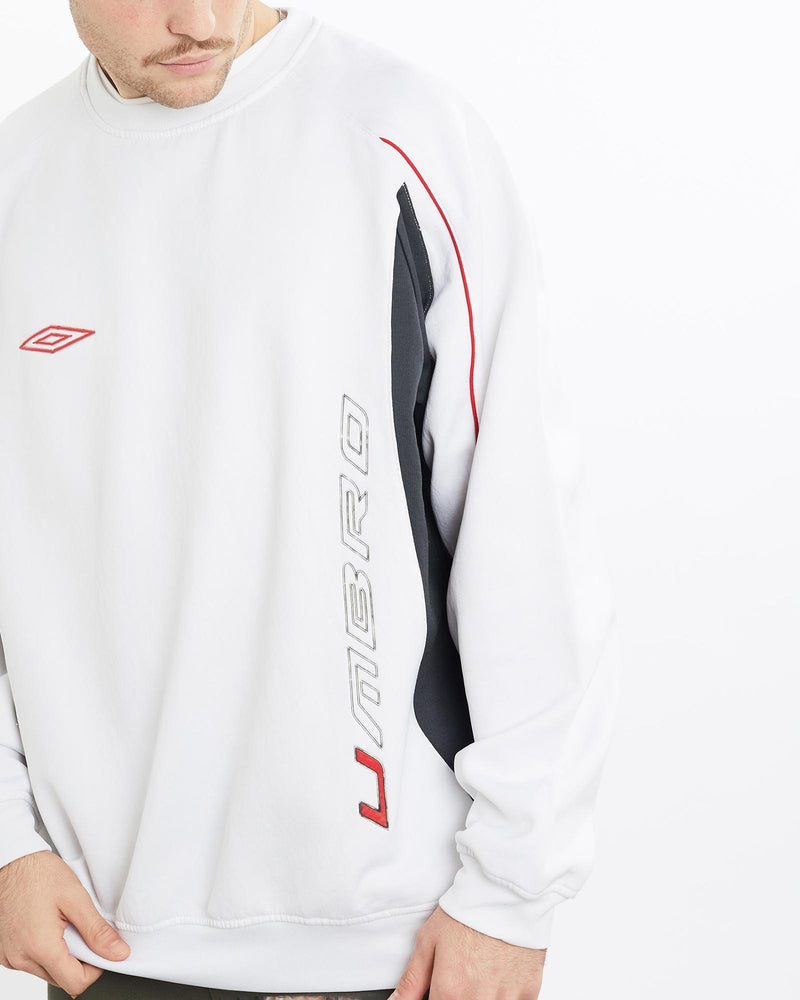 Vintage, 90s, Umbro, Sweatshirt, The Real Deal, size extra large, colour White, newtown, sydney, australia, thrift store, opshop, preloved, secondhand, sustainable, retro, antique, 70s, 80s, 90s, 2000s, 00s, fashion, clothing, streetwear, trendy, garment, style, boutique, store, shop, archive, sale, cheap, best, top, Sweats and hoodies