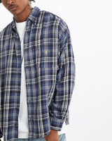 Vintage, 90s, Polo, Ralph, Lauren, Flannelette, Button, Up, Shirt, The Real Deal, size large, colour Navy, newtown, sydney, australia, thrift store, opshop, preloved, secondhand, sustainable, retro, antique, 70s, 80s, 90s, 2000s, 00s, fashion, clothing, streetwear, trendy, garment, style, boutique, store, shop, archive, sale, cheap, best, top, Shirts