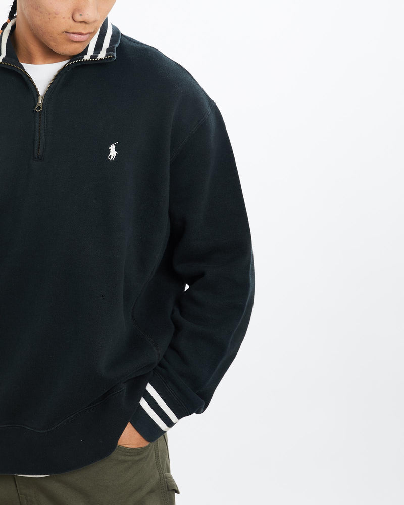 Vintage, 90s, Polo, Ralph, Lauren, Quarter, Zip, Sweatshirt, The Real Deal, size extra large, colour Black, newtown, sydney, australia, thrift store, opshop, preloved, secondhand, sustainable, retro, antique, 70s, 80s, 90s, 2000s, 00s, fashion, clothing, streetwear, trendy, garment, style, boutique, store, shop, archive, sale, cheap, best, top, Sweats and hoodies