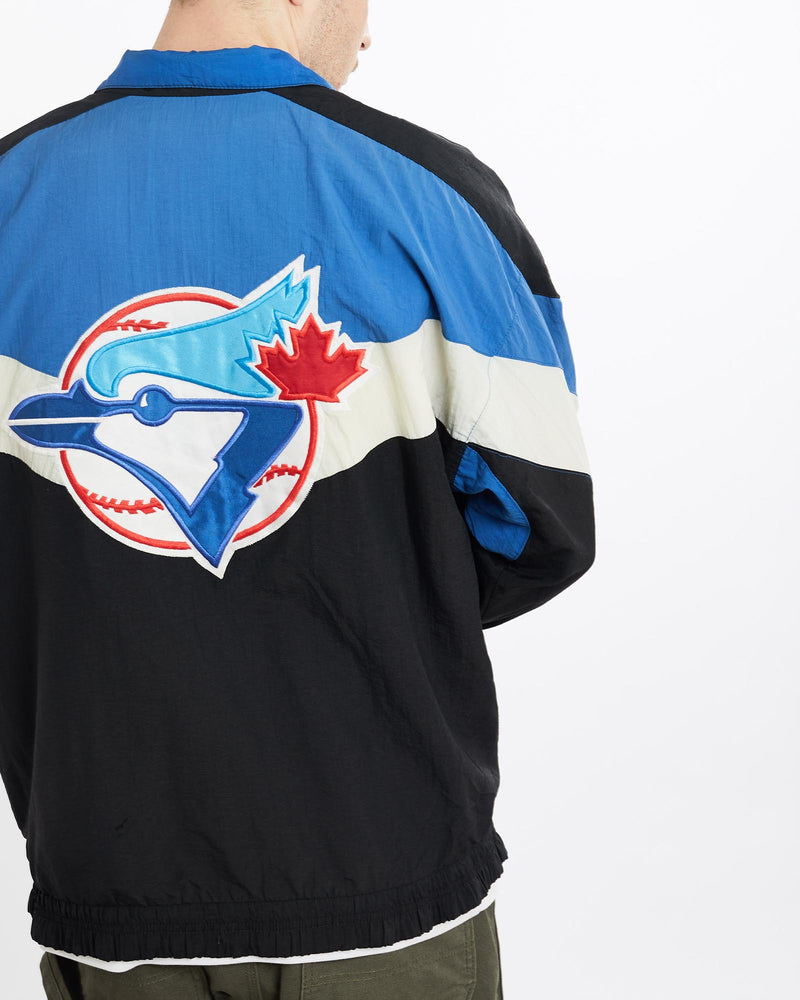 Vintage, 90s, MLB, Toronto, Blue, Jays, Track, Jacket, The Real Deal, size extra large, colour Multicolour, newtown, sydney, australia, thrift store, opshop, preloved, secondhand, sustainable, retro, antique, 70s, 80s, 90s, 2000s, 00s, fashion, clothing, streetwear, trendy, garment, style, boutique, store, shop, archive, sale, cheap, best, top, Jackets