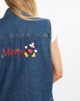 Vintage, 90s, Disney, Mickey, Mouse, Denim, Vest, The Real Deal, size medium, colour Navy, newtown, sydney, australia, thrift store, opshop, preloved, secondhand, sustainable, retro, antique, 70s, 80s, 90s, 2000s, 00s, fashion, clothing, streetwear, trendy, garment, style, boutique, store, shop, archive, sale, cheap, best, top, Jackets