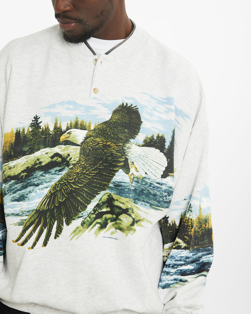 Vintage 90s Eagle Wildlife Sweatshirt <br>L , The Real Deal , newtown, sydney, australia, thrift store, opshop, preloved, secondhand, sustainable, retro, antique, 70s, 80s, 90s, 2000s, 00s, fashion, clothing, streetwear, trendy, garment, style, boutique, store, shop, archive, sale, cheap, best, top