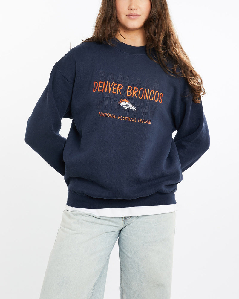 Vintage, 90s, NFL, Denver, Broncos, Sweatshirt, The Real Deal, size medium, colour Blue, newtown, sydney, australia, thrift store, opshop, preloved, secondhand, sustainable, retro, antique, 70s, 80s, 90s, 2000s, 00s, fashion, clothing, streetwear, trendy, garment, style, boutique, store, shop, archive, sale, cheap, best, top, Sweats and hoodies