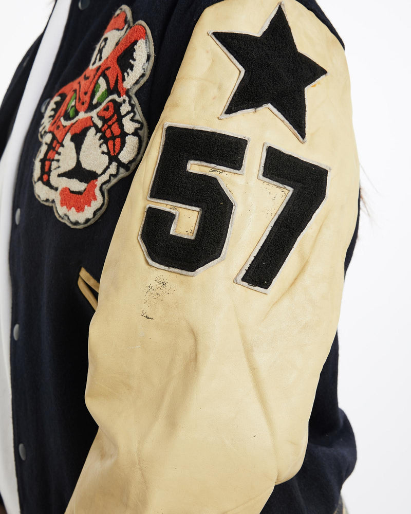 Vintage, 70s, Flying, Popcorn, Karume,, Japan', Varsity, Jacket, The Real Deal, size medium, colour Multicolour, newtown, sydney, australia, thrift store, opshop, preloved, secondhand, sustainable, retro, antique, 70s, 80s, 90s, 2000s, 00s, fashion, clothing, streetwear, trendy, garment, style, boutique, store, shop, archive, sale, cheap, best, top, Jackets